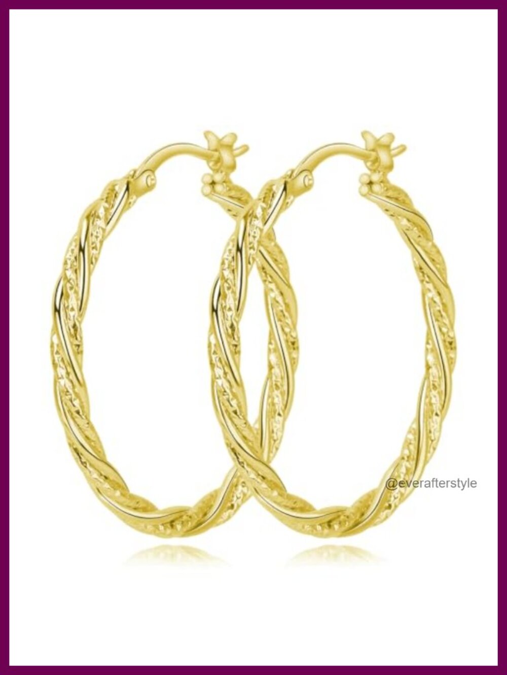 Twisted 14K Gold Plated Hoop Earrings for Women Hypoallergenic 35mm